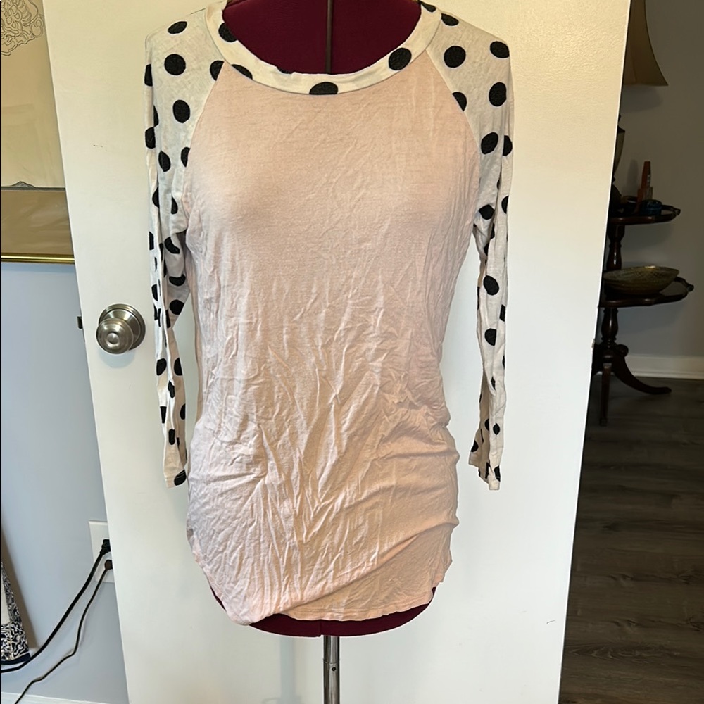 Stylish Polka Dot Sleeve Long Sleeve Top